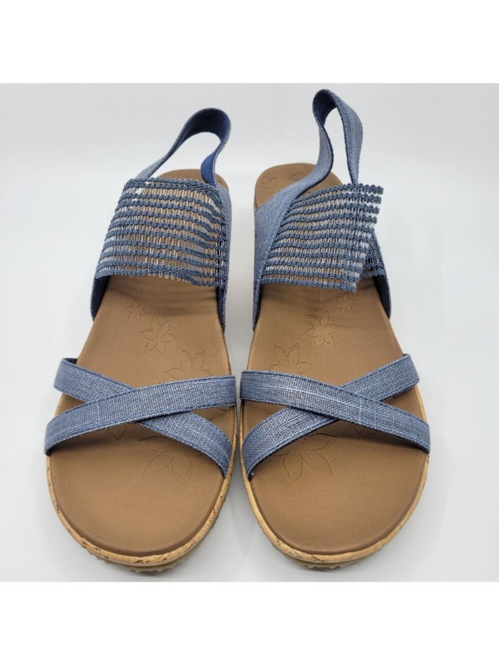 Skechers Beverlee Luxe Foam Wedge Sandals Womens sz 10 Blue Comfort Shoes Beachy - Picture 6 of 11